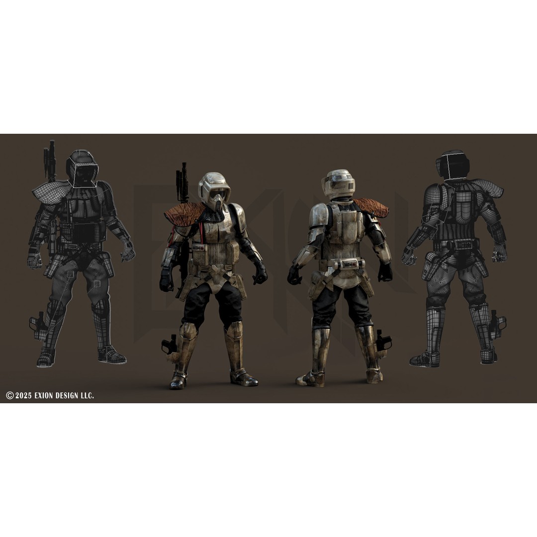 Scout Trooper Commander 3D Model – Semi-Rigged PBR Character, FBX, Blender - View 14