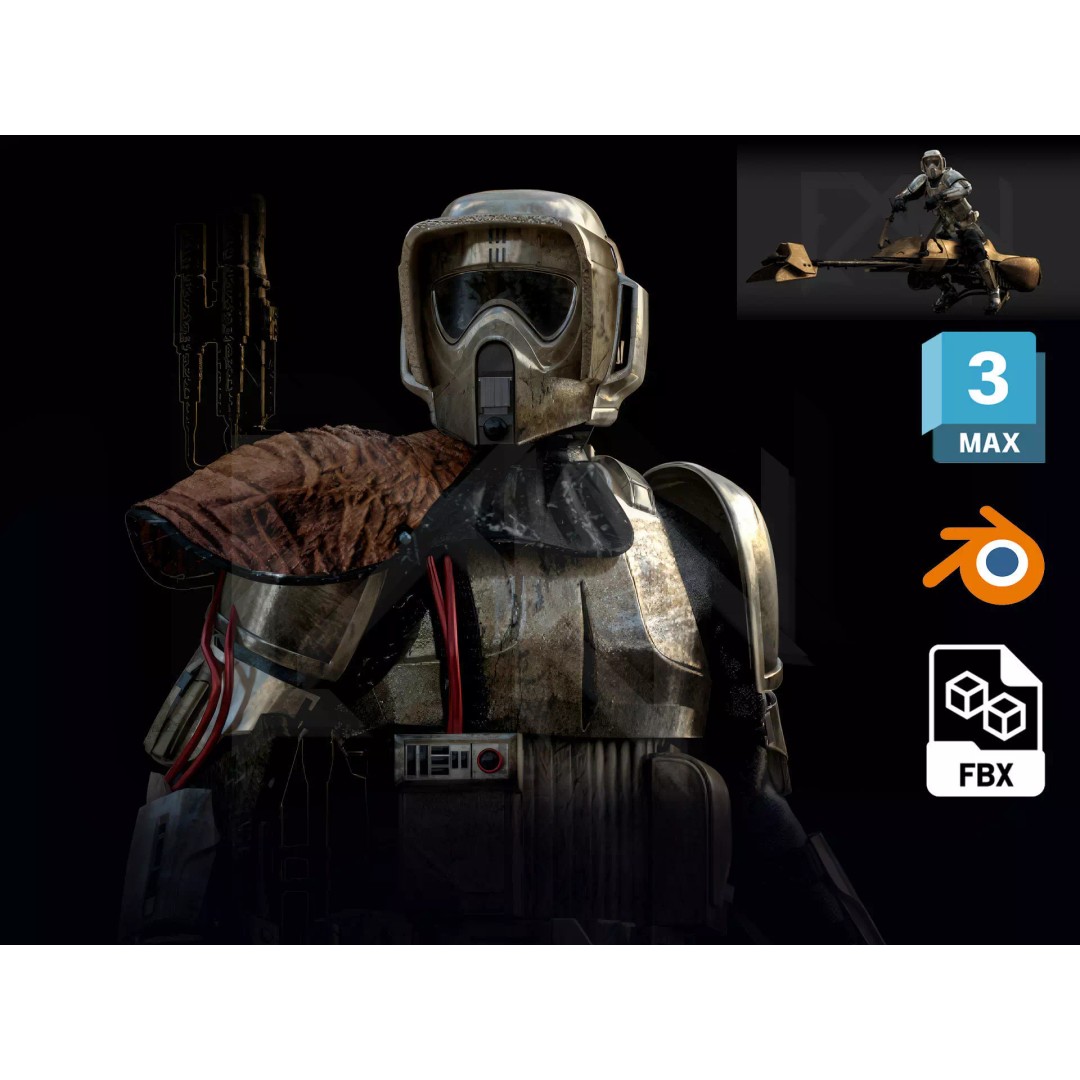 Scout Trooper Commander 3D Model – Semi-Rigged PBR Character, FBX, Blender - View 2