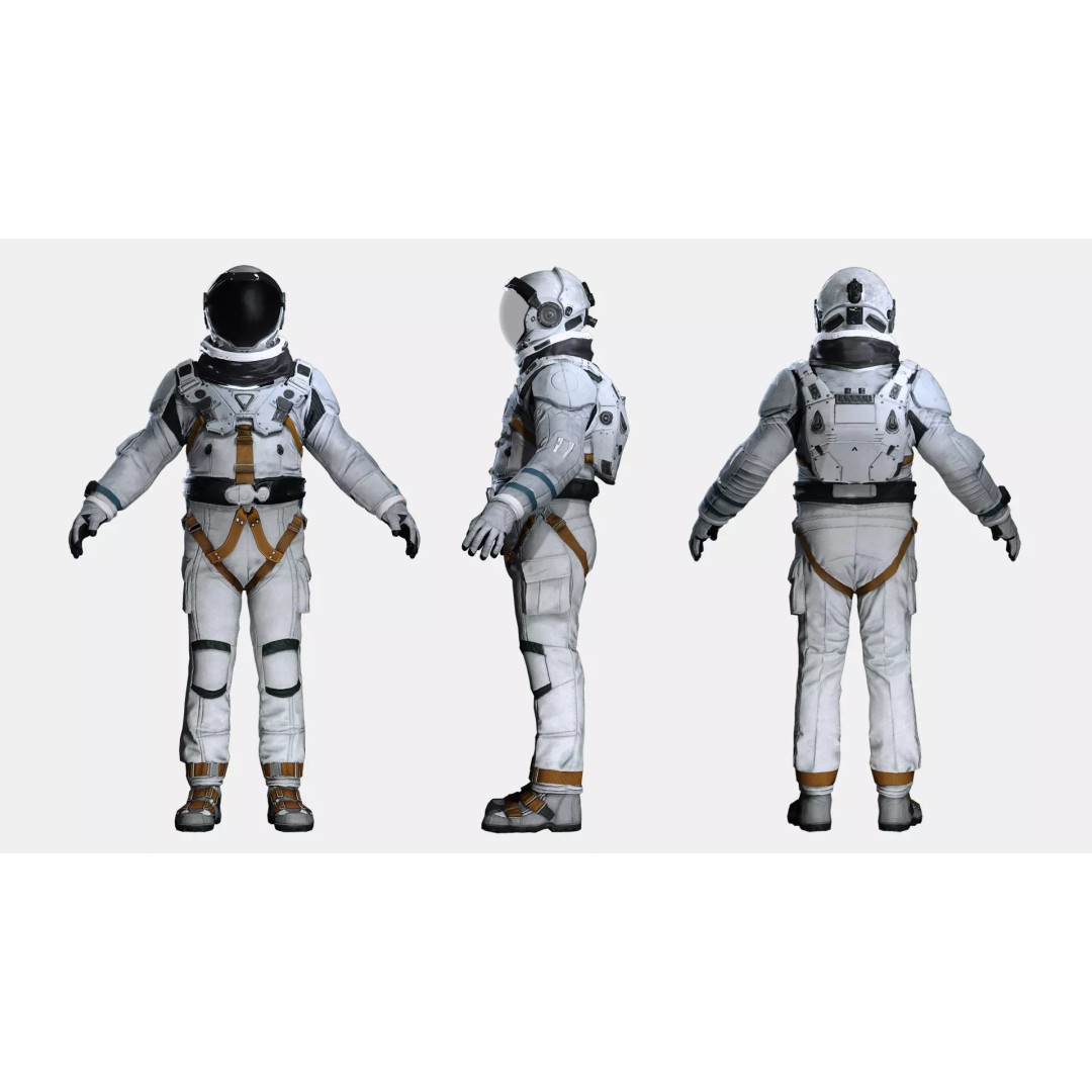 Futuristic Cosmonaut 3D Model – Low Poly Space Armor, FBX - View 4