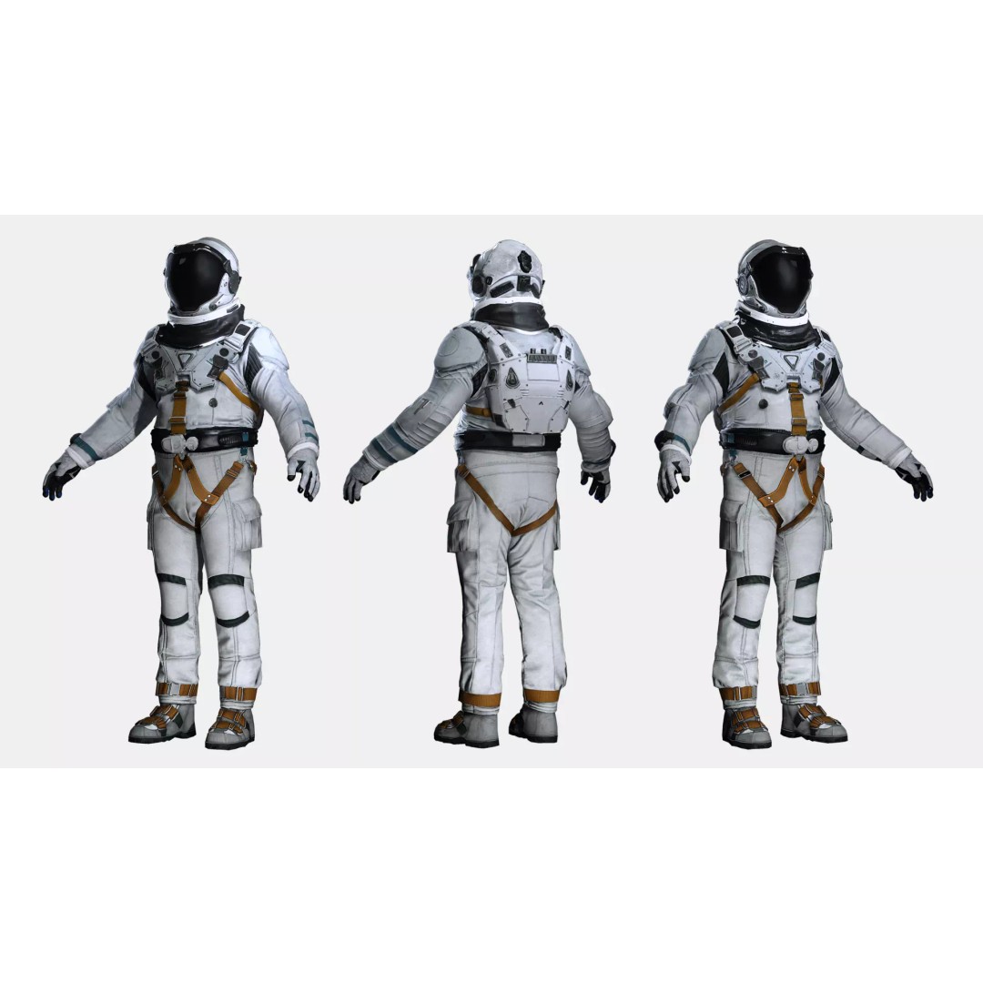 Futuristic Cosmonaut 3D Model – Low Poly Space Armor, FBX - View 5