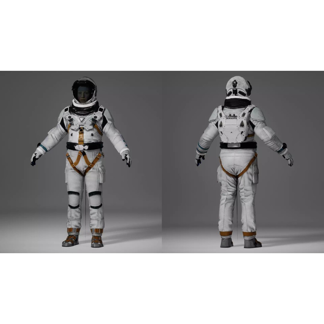 Futuristic Cosmonaut 3D Model – Low Poly Space Armor, FBX - View 6