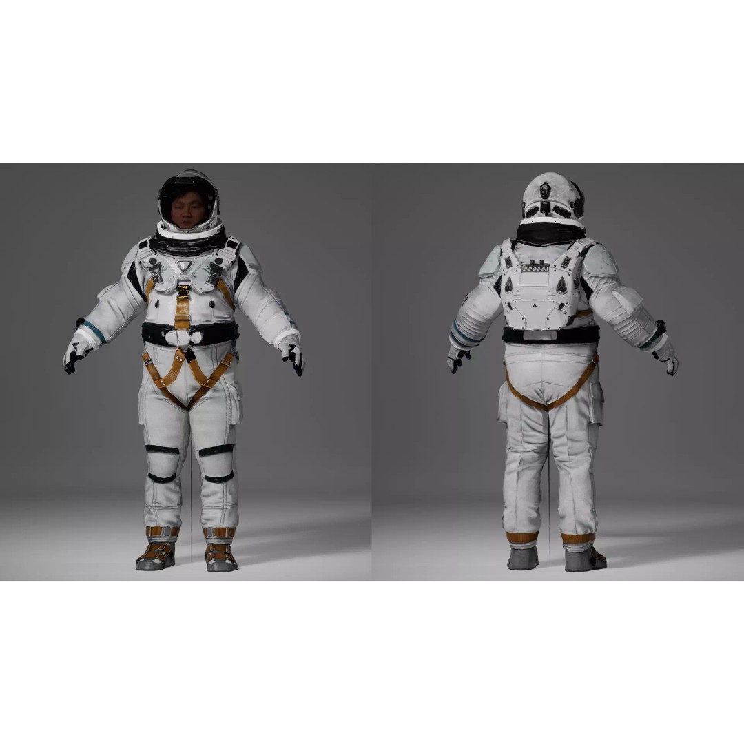Futuristic Cosmonaut 3D Model – Low Poly Space Armor, FBX - View 7