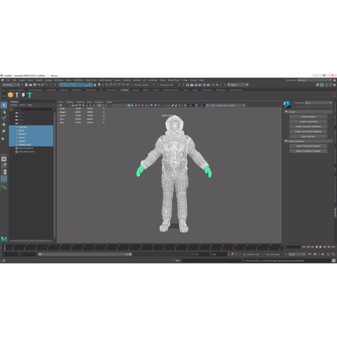 Futuristic Cosmonaut 3D Model – Low Poly Space Armor, FBX - View 8