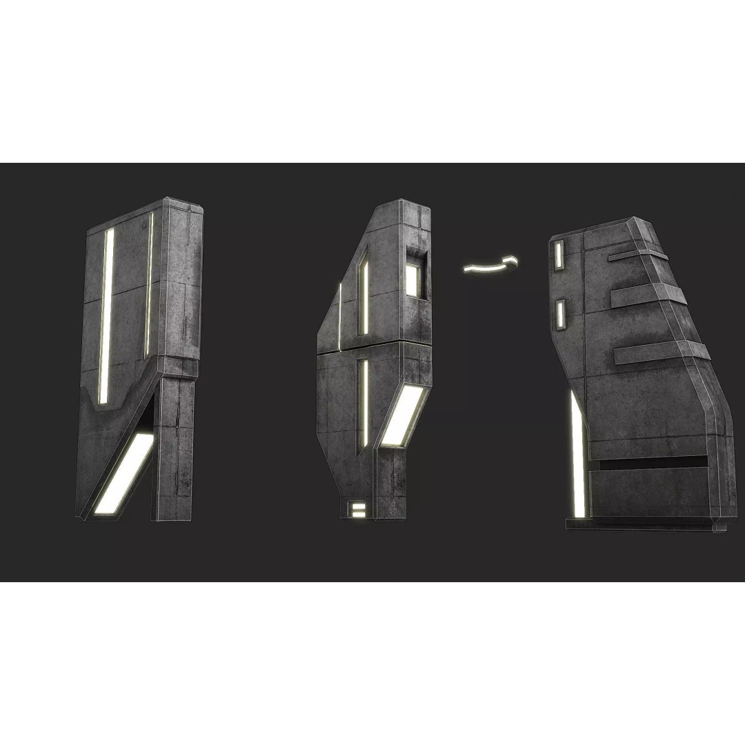 Lighting for Sci-Fi Brutal Locations 3D Model – Low Poly PBR Asset, FBX - View 13