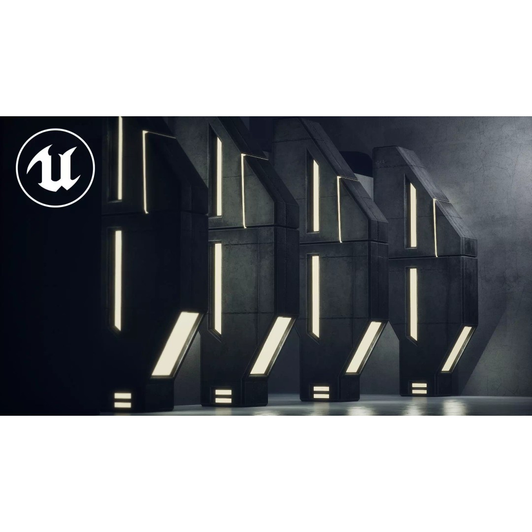 Lighting for Sci-Fi Brutal Locations 3D Model – Low Poly PBR Asset, FBX - View 3