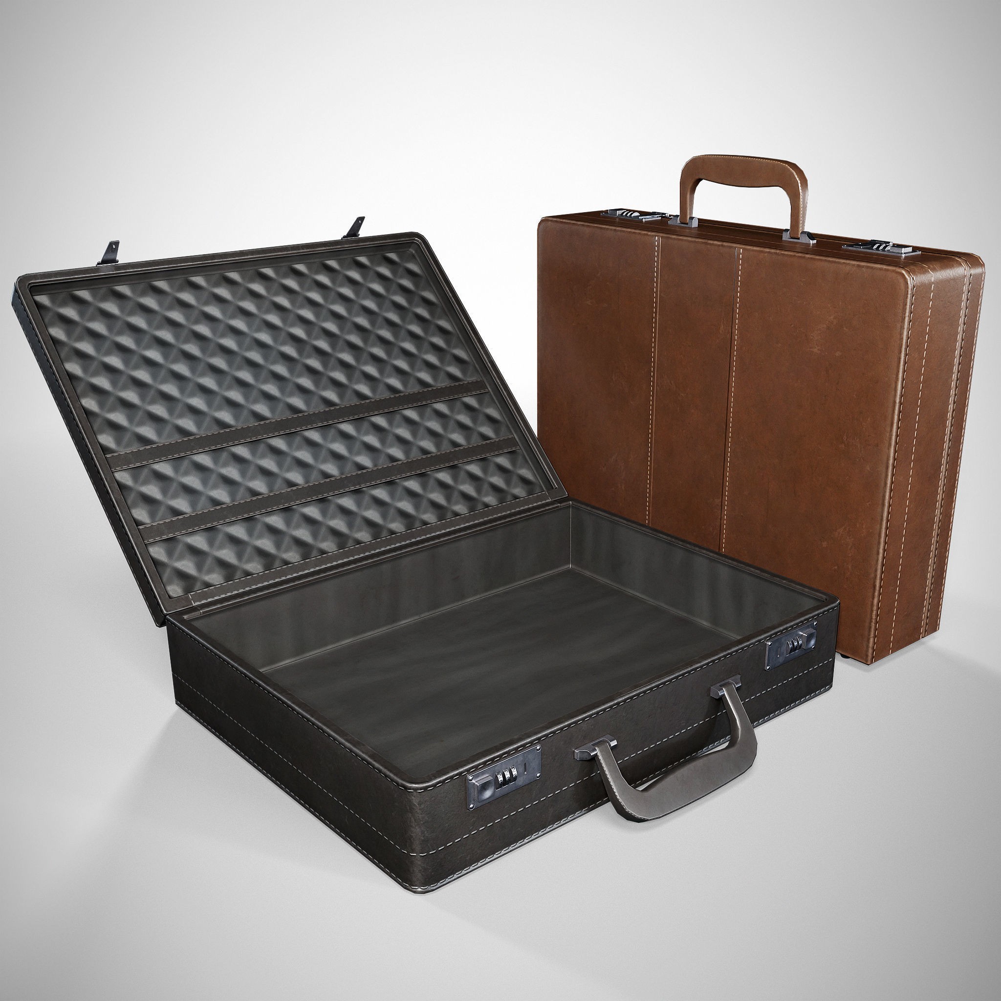Office Leather Briefcase - Low-Poly Game-Ready 3D Model - View 3