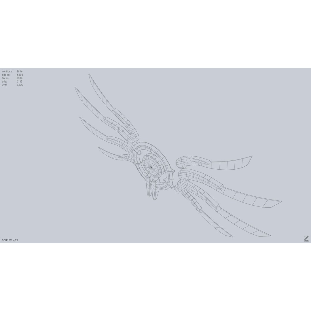Sci-Fi Wings 3D Model – Low Poly Game Asset, FBX, PBR Textures