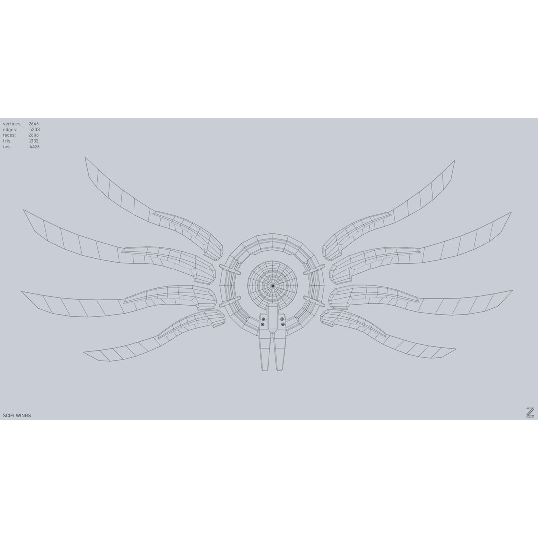 Sci-Fi Wings 3D Model – Low Poly Game Asset, FBX, PBR Textures - View 10