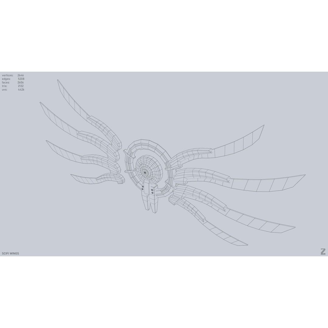 Sci-Fi Wings 3D Model – Low Poly Game Asset, FBX, PBR Textures - View 11