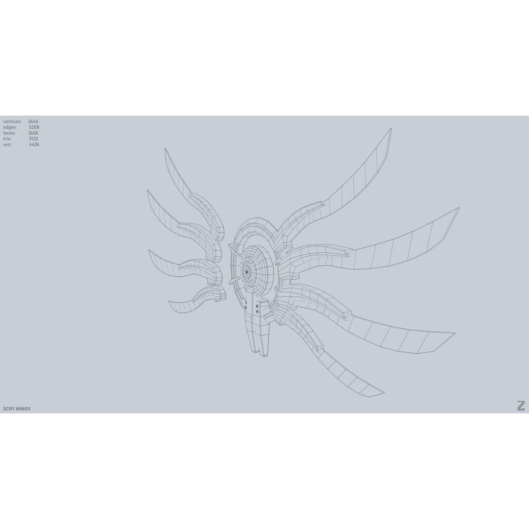 Sci-Fi Wings 3D Model – Low Poly Game Asset, FBX, PBR Textures - View 12