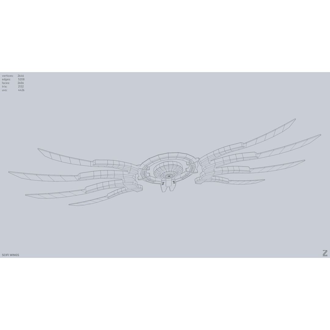 Sci-Fi Wings 3D Model – Low Poly Game Asset, FBX, PBR Textures - View 13