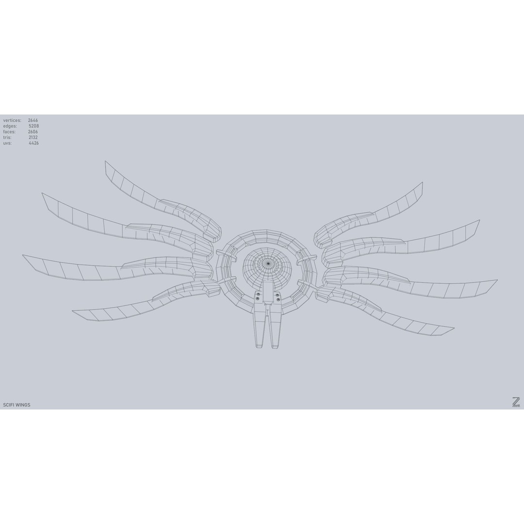 Sci-Fi Wings 3D Model – Low Poly Game Asset, FBX, PBR Textures - View 14