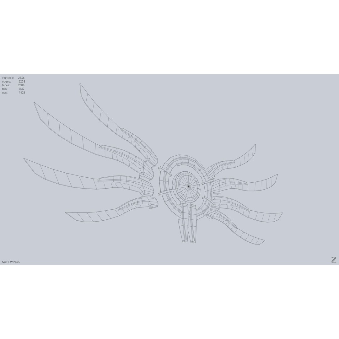 Sci-Fi Wings 3D Model – Low Poly Game Asset, FBX, PBR Textures - View 15