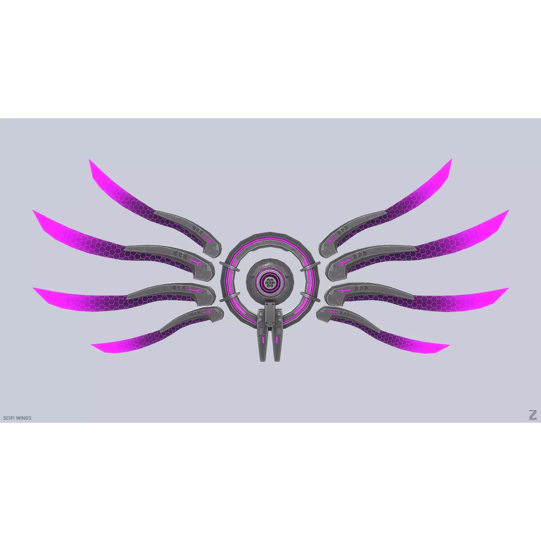 Sci-Fi Wings 3D Model – Low Poly Game Asset, FBX, PBR Textures - View 2