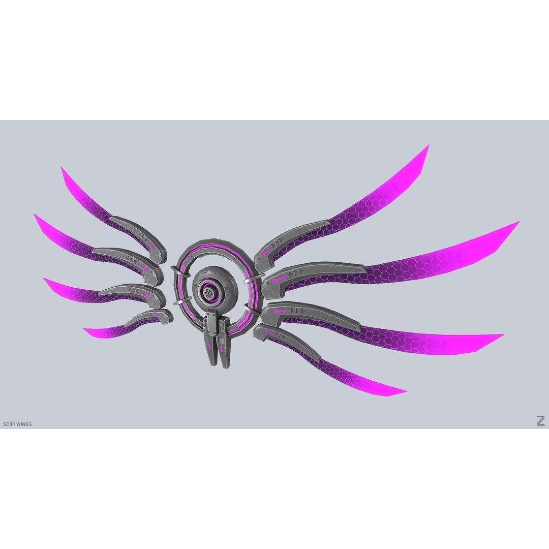 Sci-Fi Wings 3D Model – Low Poly Game Asset, FBX, PBR Textures - View 3