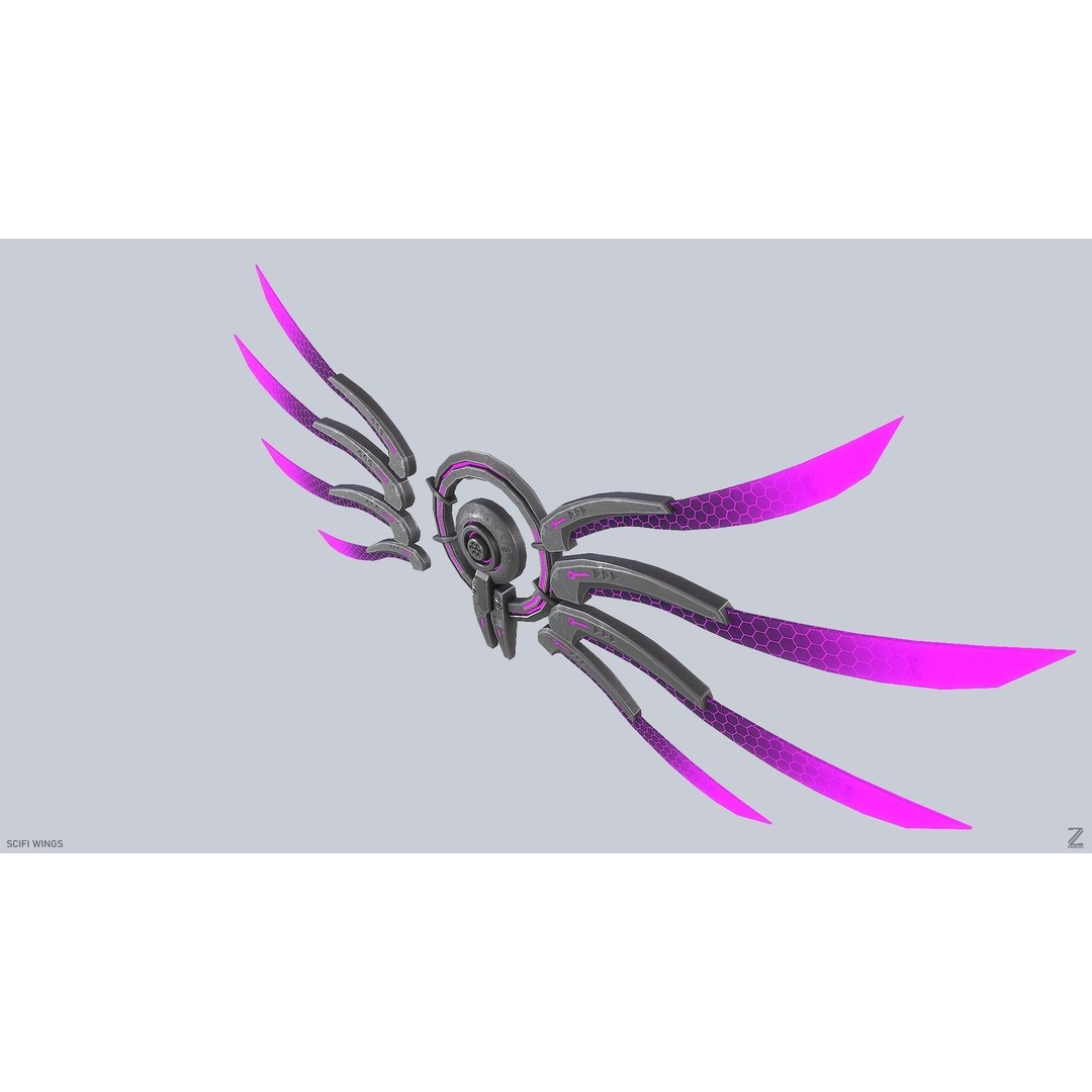 Sci-Fi Wings 3D Model – Low Poly Game Asset, FBX, PBR Textures - View 5