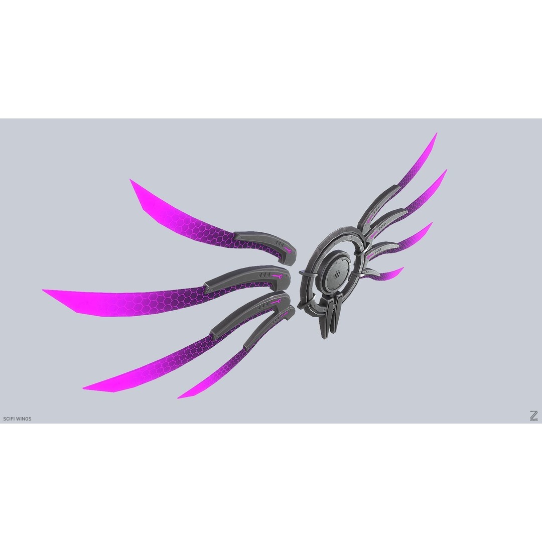 Sci-Fi Wings 3D Model – Low Poly Game Asset, FBX, PBR Textures - View 6