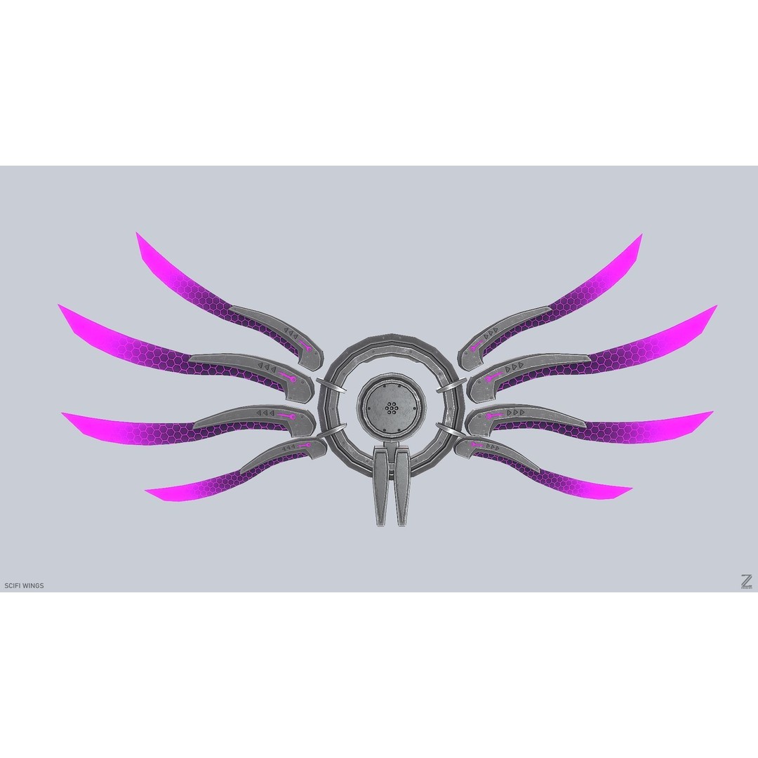 Sci-Fi Wings 3D Model – Low Poly Game Asset, FBX, PBR Textures - View 7