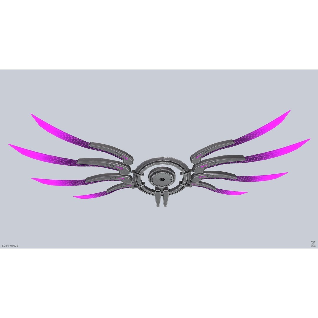 Sci-Fi Wings 3D Model – Low Poly Game Asset, FBX, PBR Textures - View 8