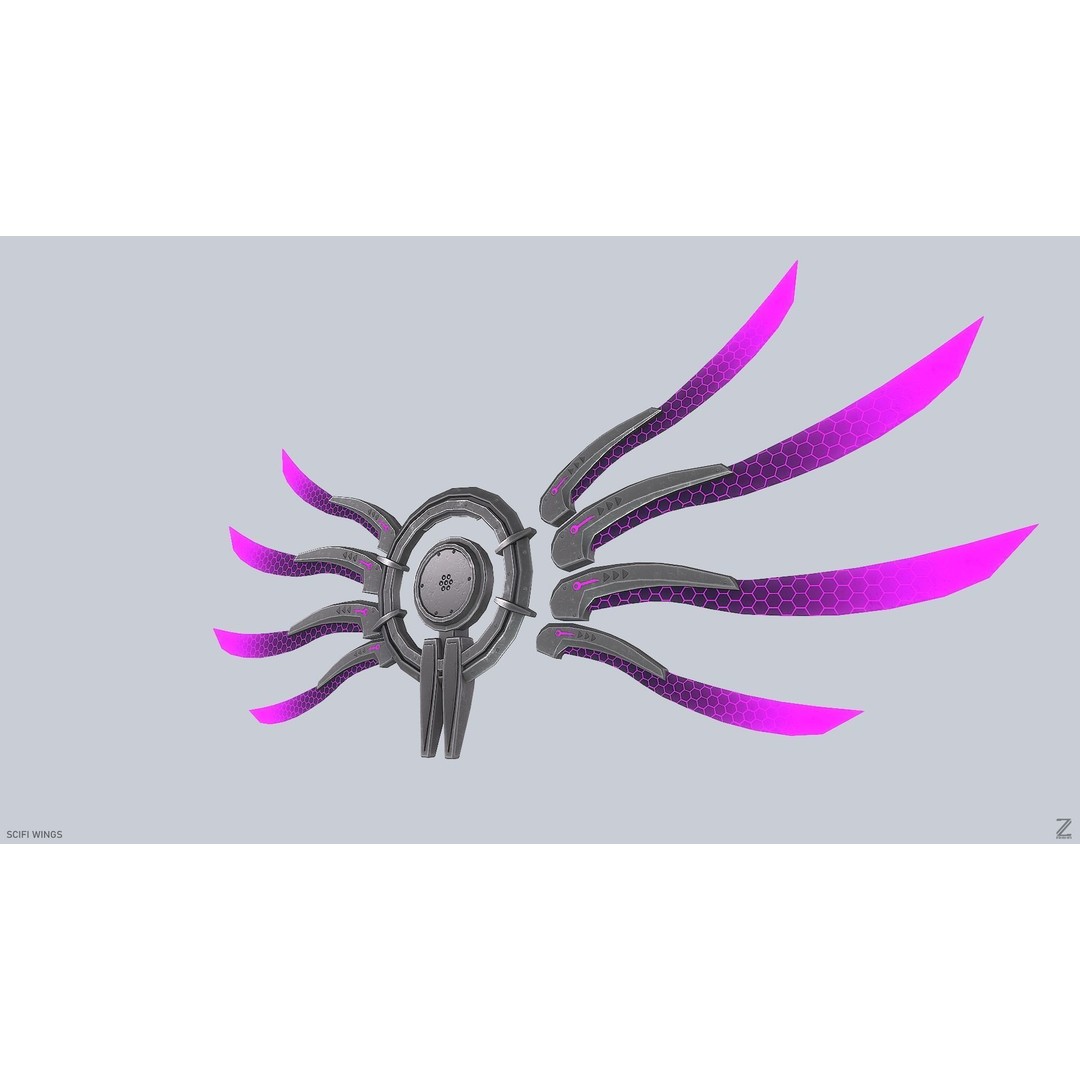 Sci-Fi Wings 3D Model – Low Poly Game Asset, FBX, PBR Textures - View 9