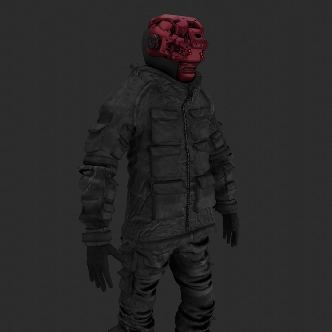 Cyberpunk Mercenary 3D Model – Rigged Sci-Fi Character, FBX