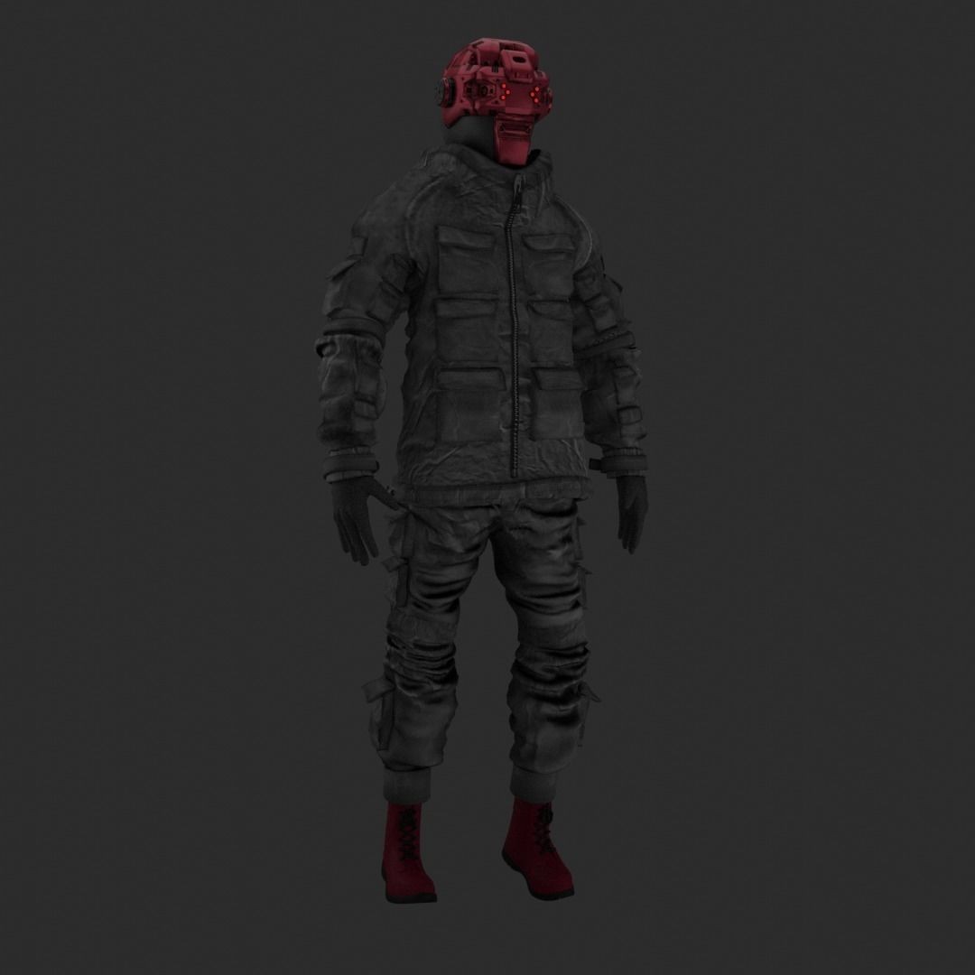 Cyberpunk Mercenary 3D Model – Rigged Sci-Fi Character, FBX - View 11