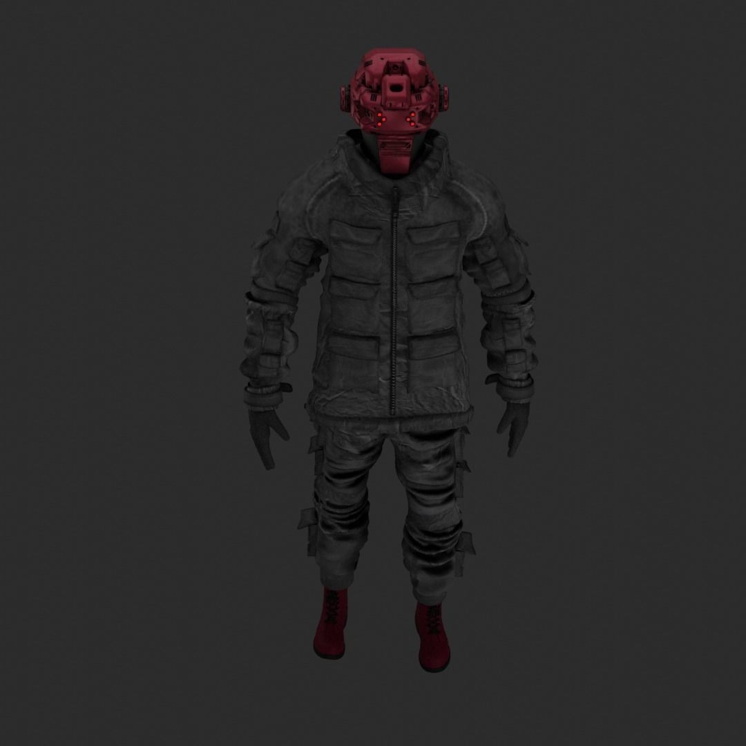 Cyberpunk Mercenary 3D Model – Rigged Sci-Fi Character, FBX - View 12