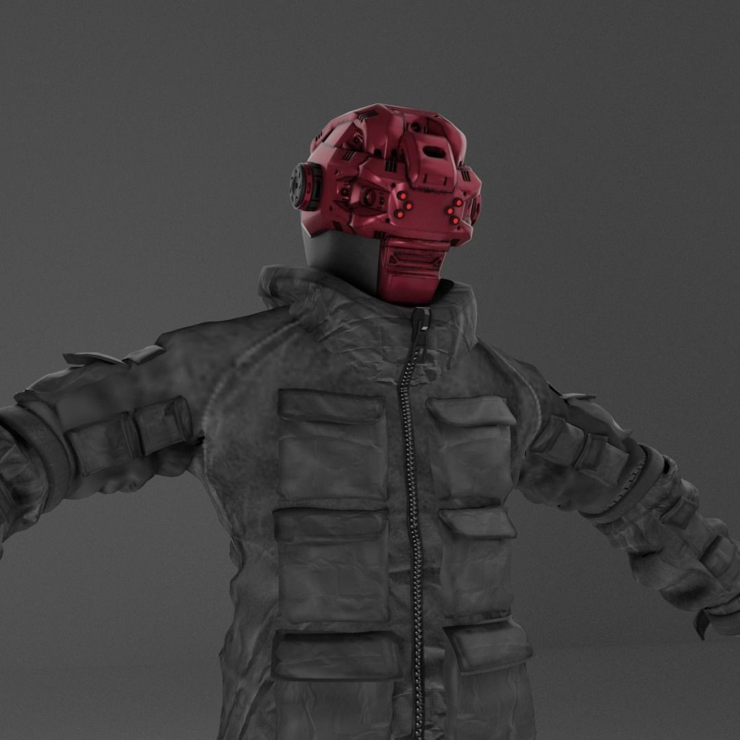 Cyberpunk Mercenary 3D Model – Rigged Sci-Fi Character, FBX - View 14