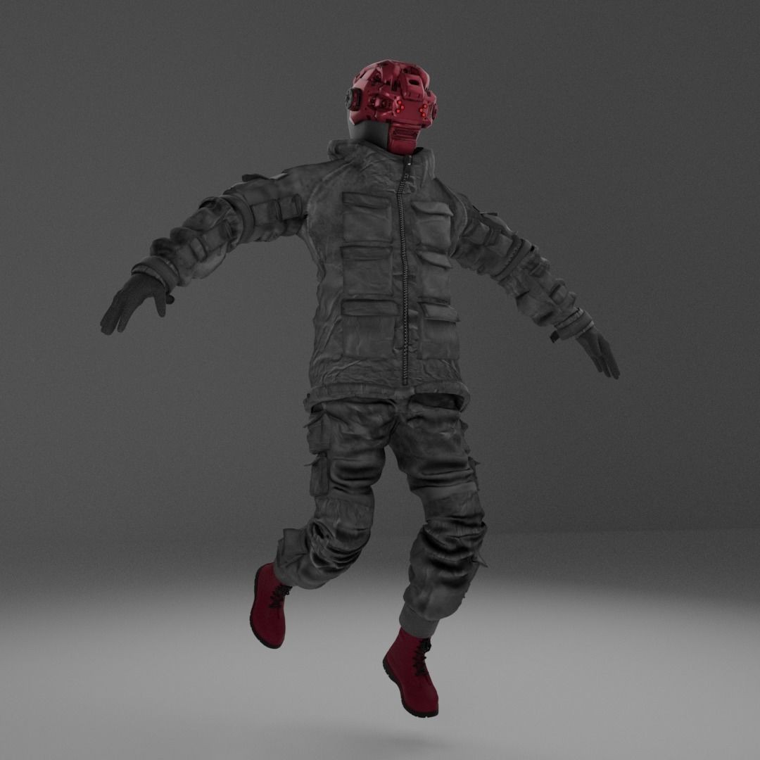 Cyberpunk Mercenary 3D Model – Rigged Sci-Fi Character, FBX - View 15