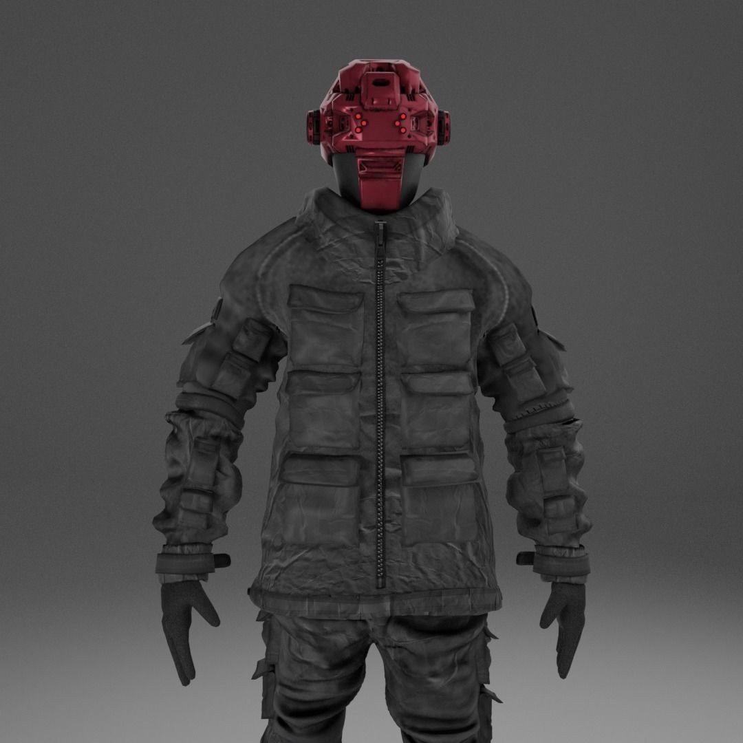 Cyberpunk Mercenary 3D Model – Rigged Sci-Fi Character, FBX - View 3