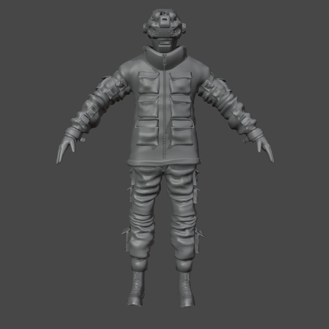 Cyberpunk Mercenary 3D Model – Rigged Sci-Fi Character, FBX - View 4