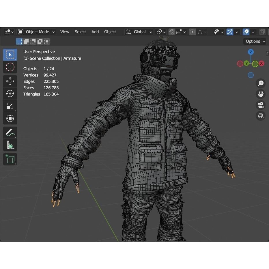 Cyberpunk Mercenary 3D Model – Rigged Sci-Fi Character, FBX - View 7