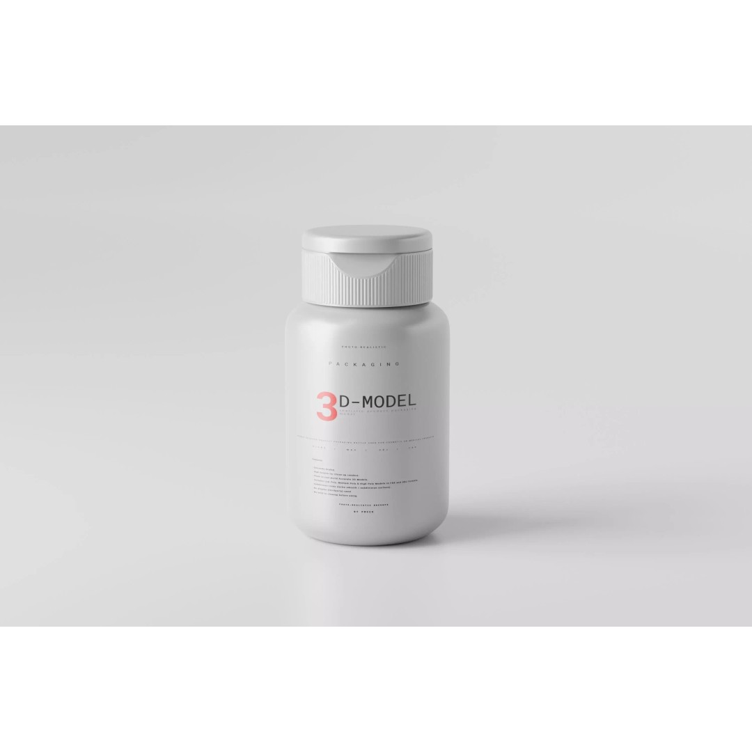 Medicine Bottle 3D Model – Low Poly Medical Container, FBX, OBJ - View 2