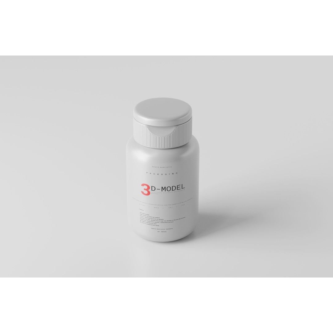 Medicine Bottle 3D Model – Low Poly Medical Container, FBX, OBJ - View 3