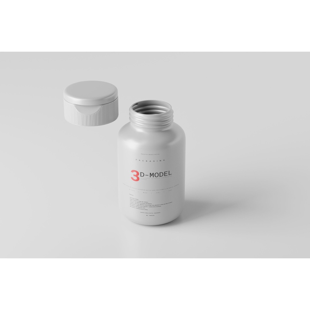 Medicine Bottle 3D Model – Low Poly Medical Container, FBX, OBJ - View 5