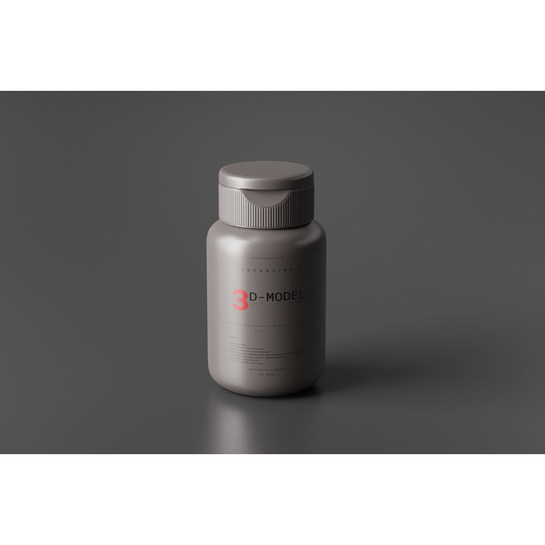 Medicine Bottle 3D Model – Low Poly Medical Container, FBX, OBJ - View 7