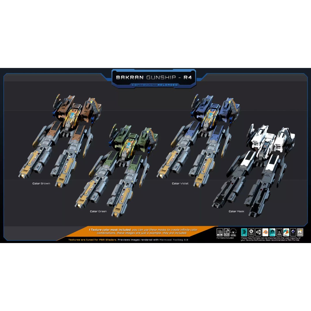 BARKAN Fleet Spacecrafts 3D Model – Low Poly Game Asset, FBX, OBJ - View 13