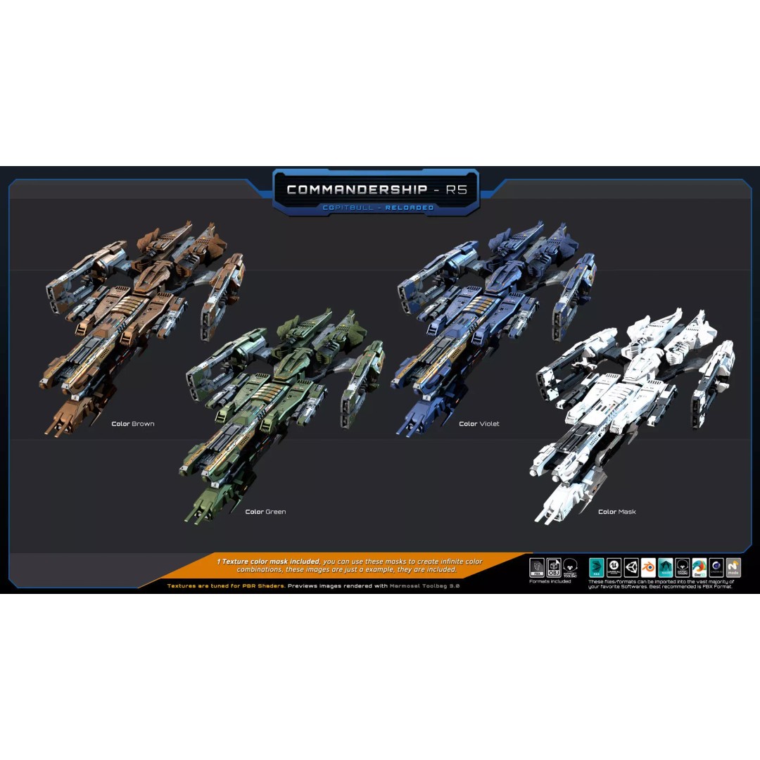 BARKAN Fleet Spacecrafts 3D Model – Low Poly Game Asset, FBX, OBJ - View 18