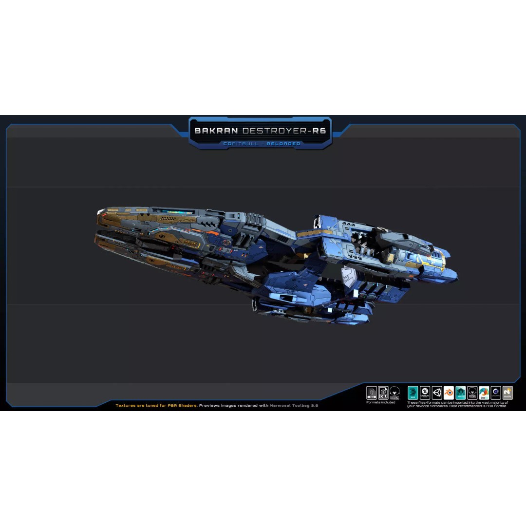 BARKAN Fleet Spacecrafts 3D Model – Low Poly Game Asset, FBX, OBJ - View 25
