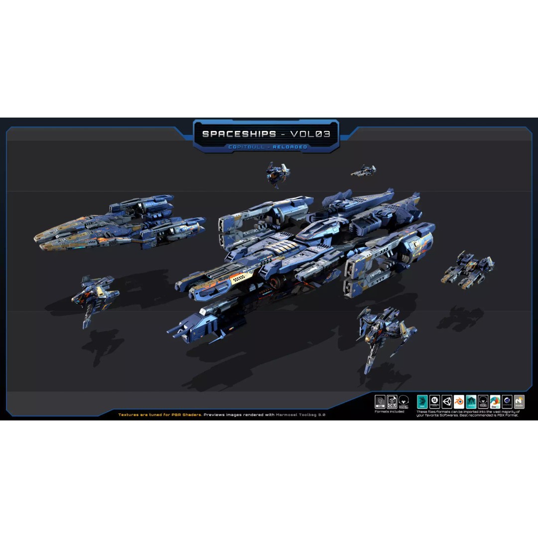 BARKAN Fleet Spacecrafts 3D Model – Low Poly Game Asset, FBX, OBJ - View 3