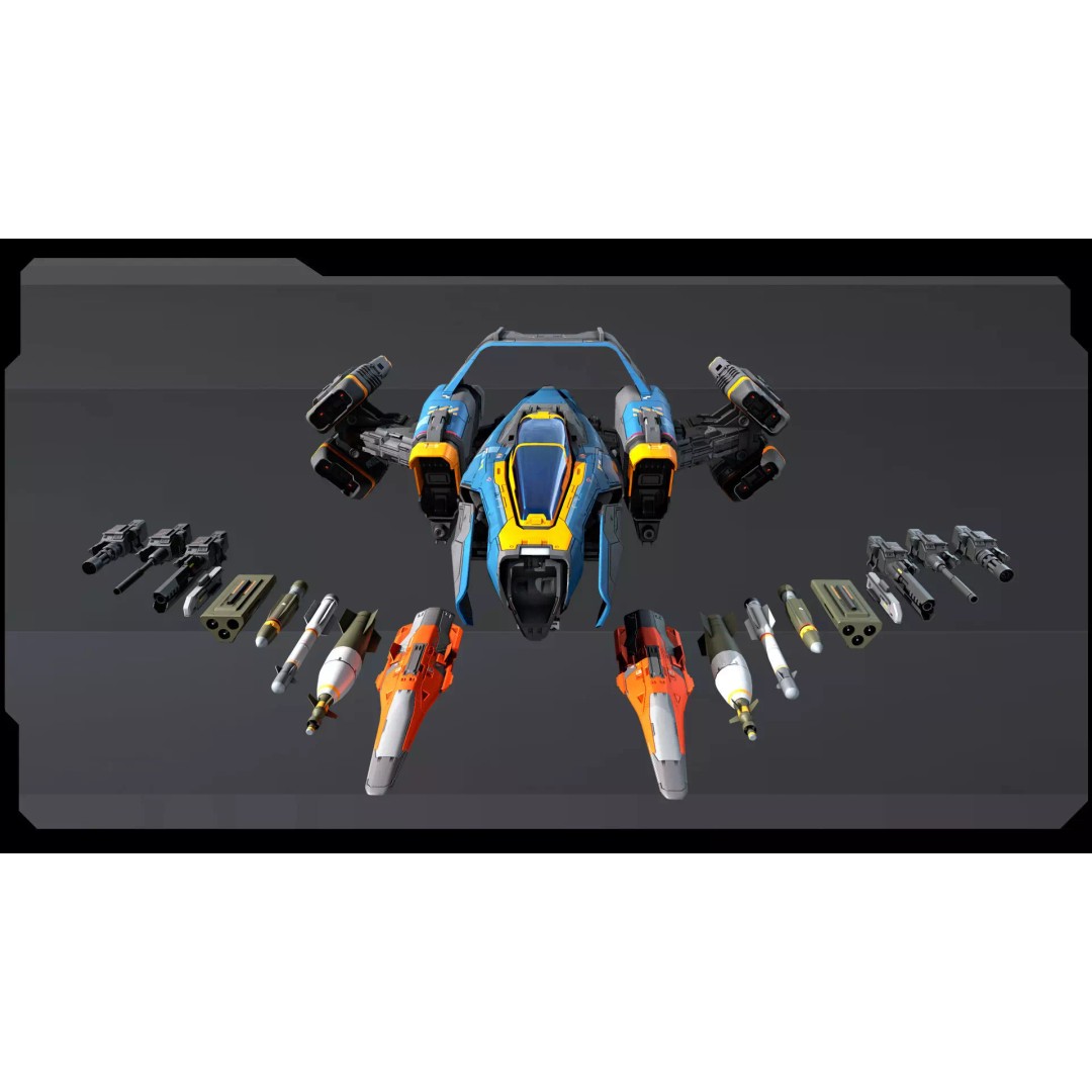 SF Fighter 3D Model – Low Poly Spacecraft, PBR Textures, FBX/OBJ - View 4