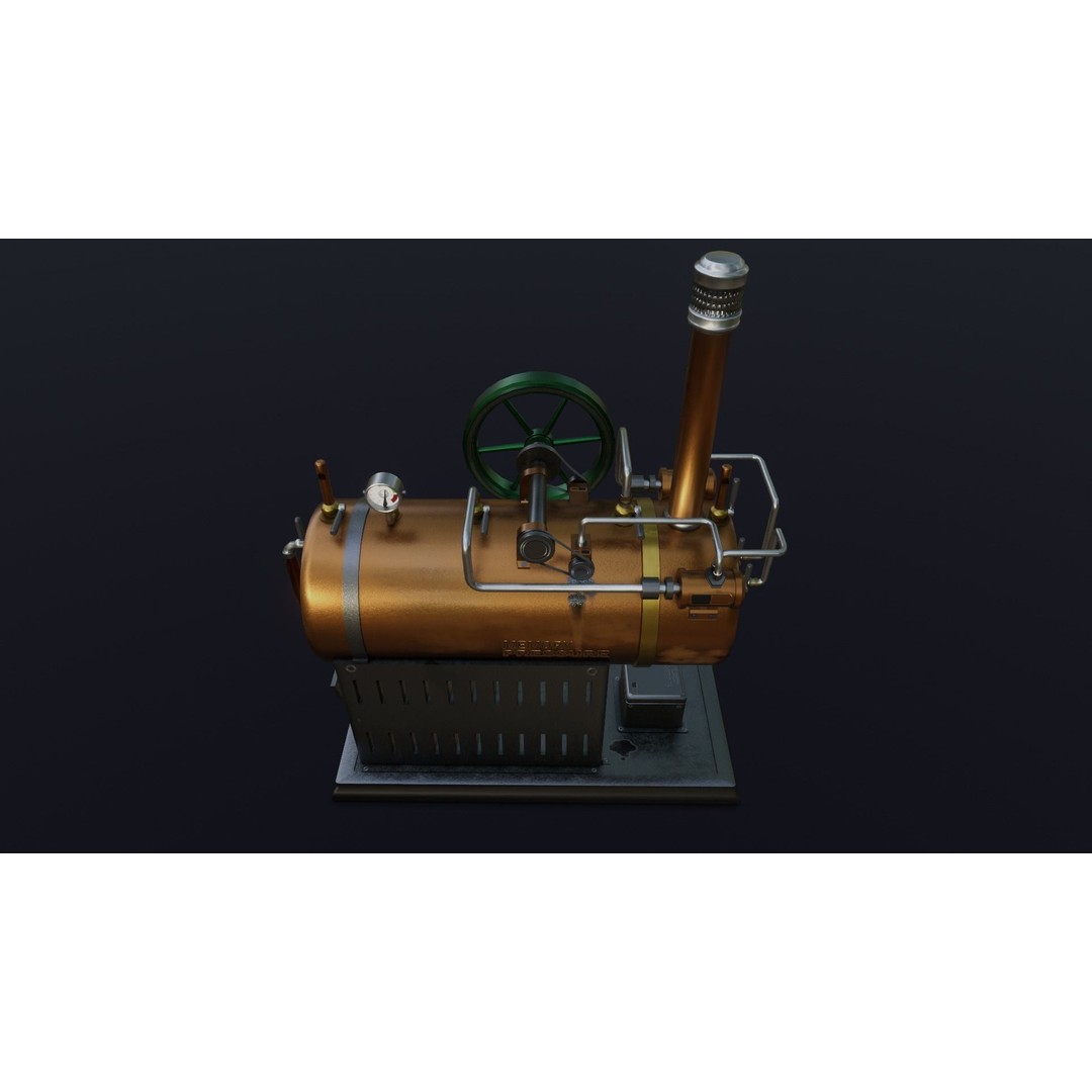 Steampunk Machine 3D Model – Low Poly Industrial Asset, FBX & OBJ - View 10