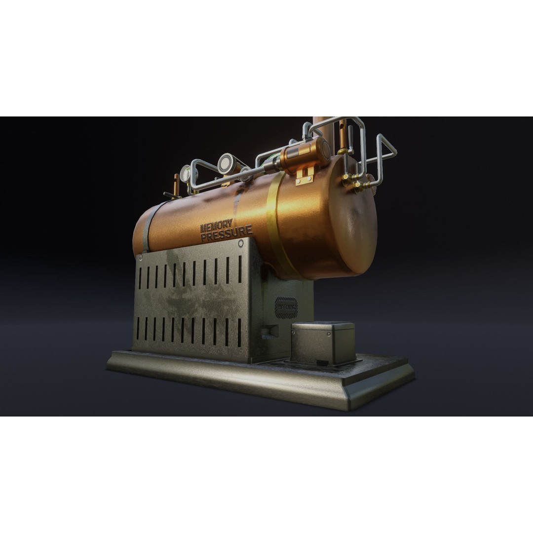 Steampunk Machine 3D Model – Low Poly Industrial Asset, FBX & OBJ - View 13