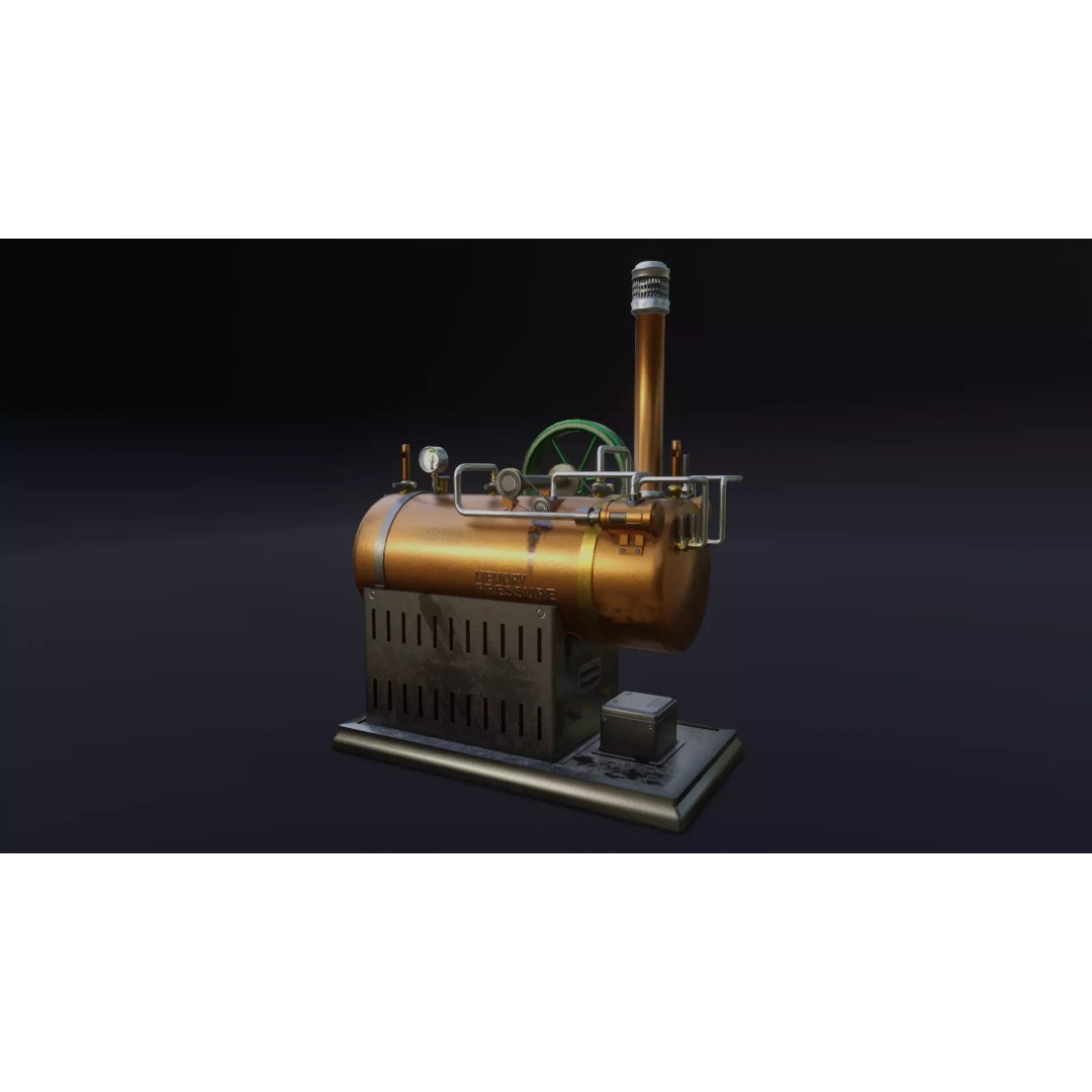 Steampunk Machine 3D Model – Low Poly Industrial Asset, FBX & OBJ - View 2