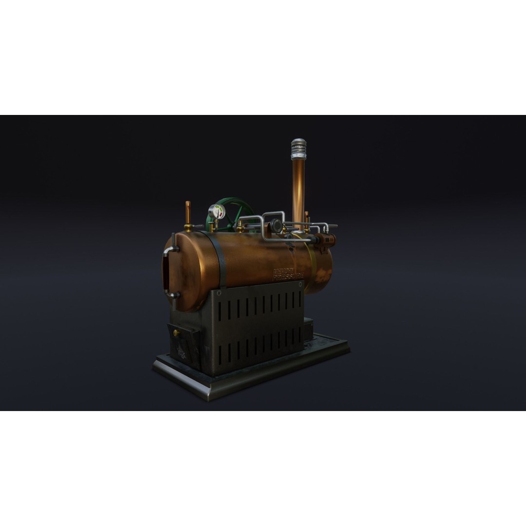 Steampunk Machine 3D Model – Low Poly Industrial Asset, FBX & OBJ - View 3