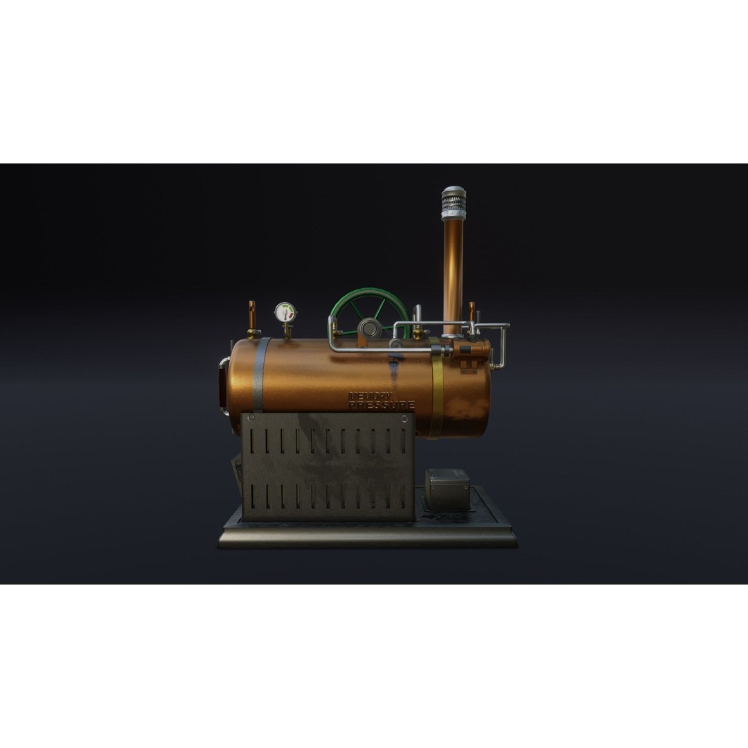 Steampunk Machine 3D Model – Low Poly Industrial Asset, FBX & OBJ - View 4