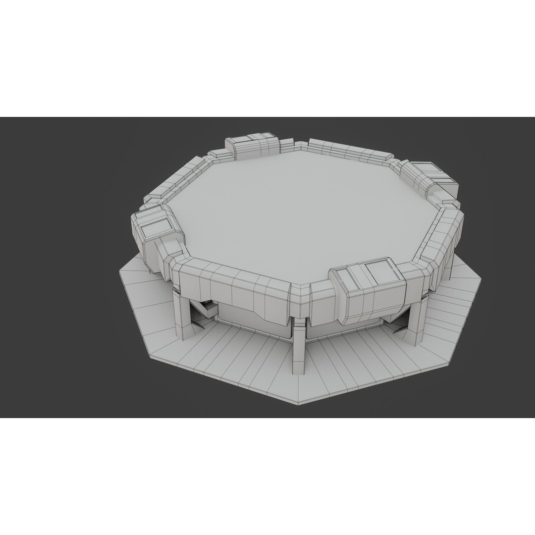 Sci-fi Work Bench 3D Model – Low Poly PBR Game Asset, Blender, FBX