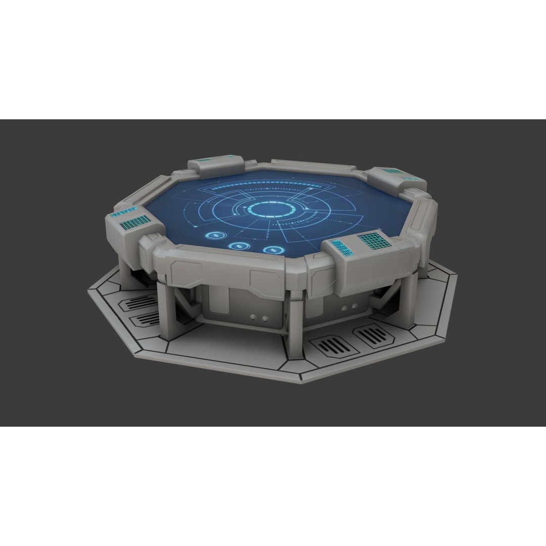 Sci-fi Work Bench 3D Model – Low Poly PBR Game Asset, Blender, FBX - View 10