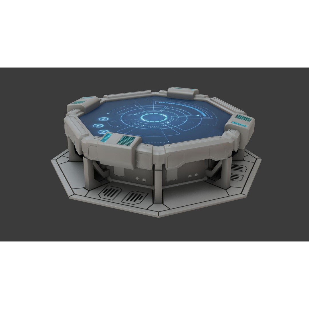 Sci-fi Work Bench 3D Model – Low Poly PBR Game Asset, Blender, FBX - View 14