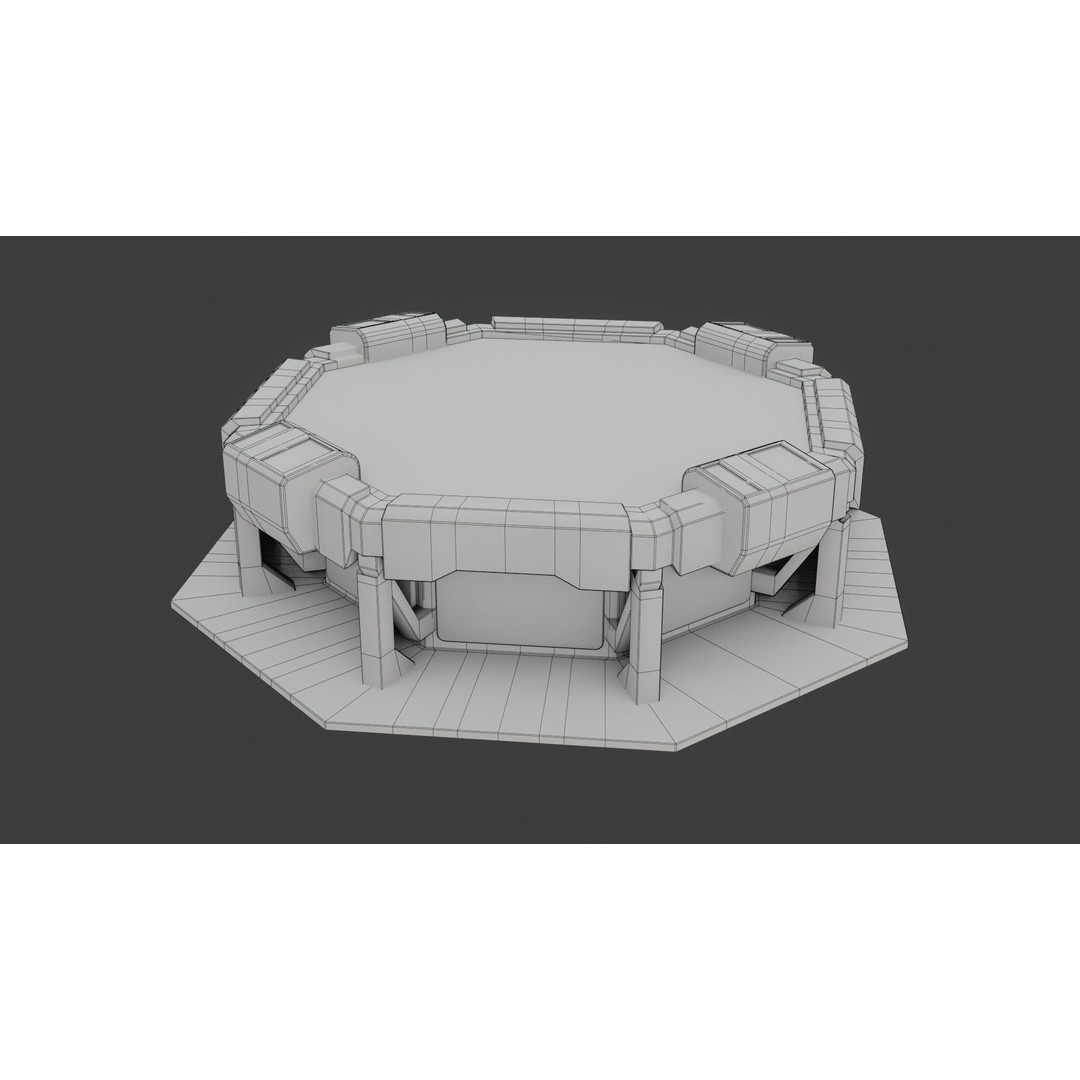 Sci-fi Work Bench 3D Model – Low Poly PBR Game Asset, Blender, FBX - View 3
